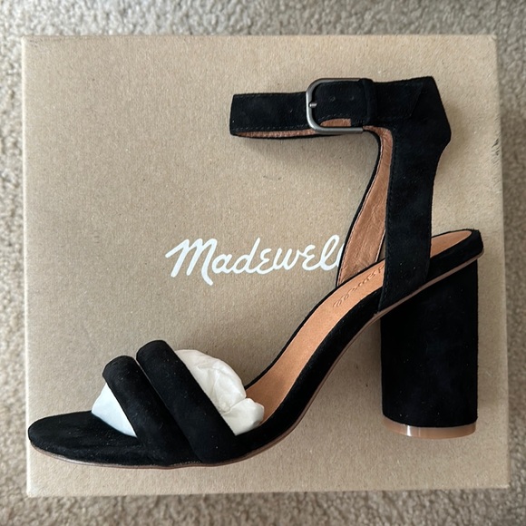 Madewell Ankle Strap Hugh Heeled Sandal - Black - Picture 1 of 5